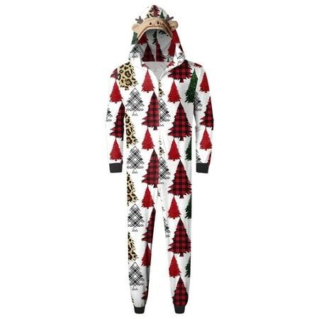 

Family Matching Outfits Daddy Jumpsuit For Christmas Pajamas Cute Big Headed Deer Print Plaid Long Sleeve Romper Soft Casusal Holiday Sleepwear Matching Clothing Set