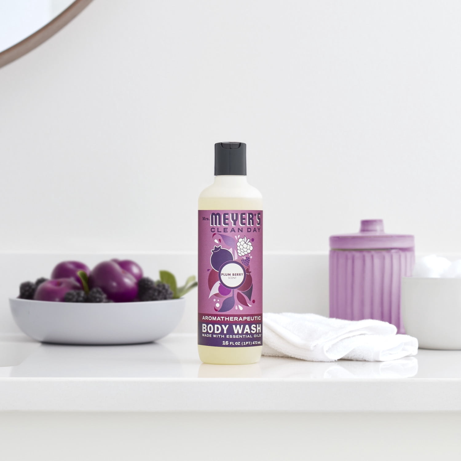 Mrs. Meyer's Clean Day Body Wash, Plum Berry Scent, 16 Ounce Bottle