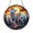 Acrylic 3.5 Inch, variant on Wild Wolf Pack Beneath Sunset Sky Stained Glass Style Round Window Suncatcher Decor, Powerful Woodland Home Accent Gift