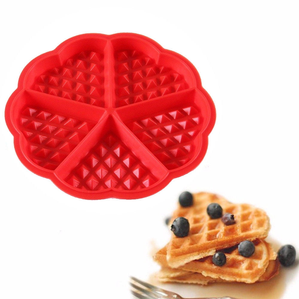 Red Silicone Waffle Pan Cake Baking Chocolate Baked Waffle Maker Mold Mould Tray 