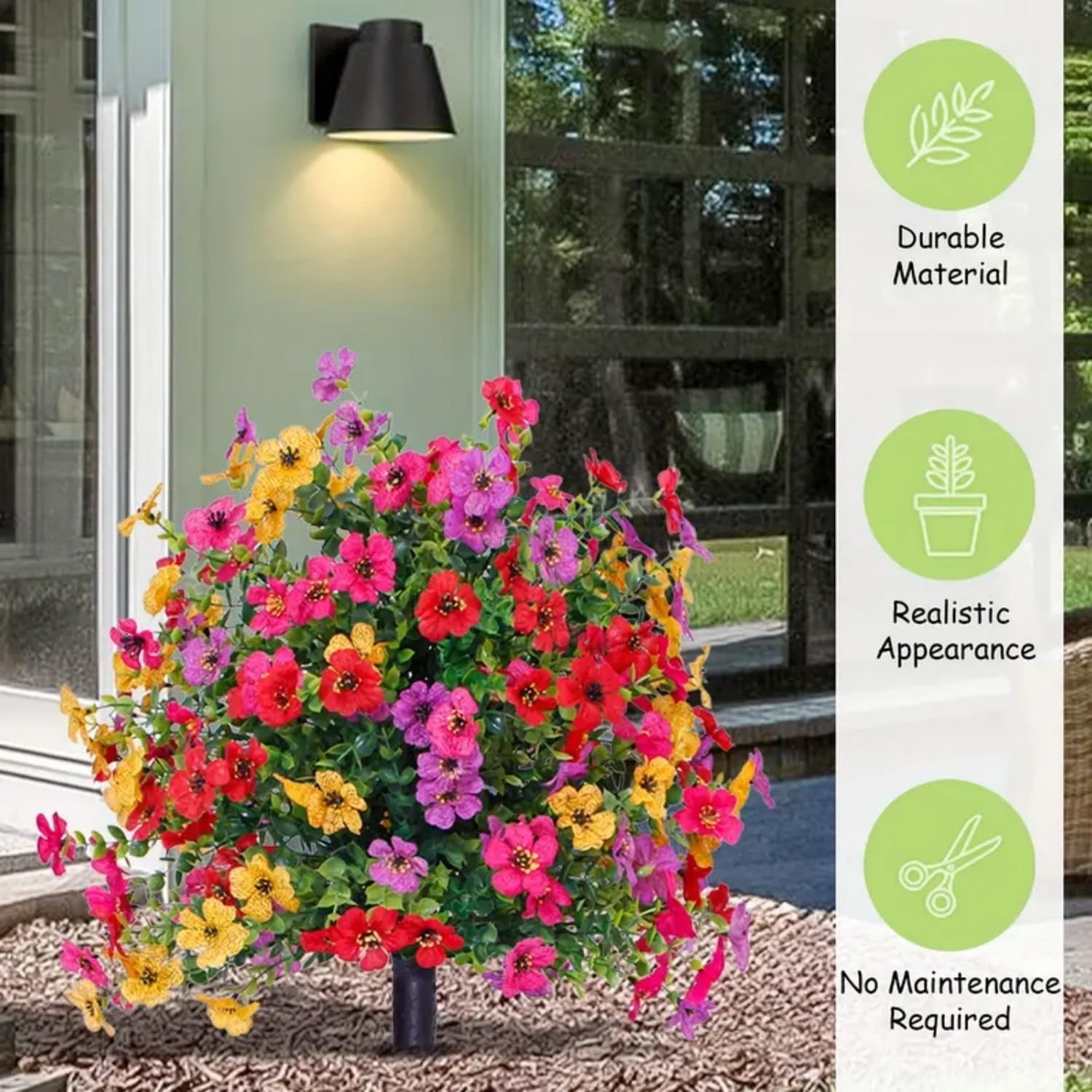 Artificial Violet for Outdoor Indoor Garden Home Decoration, 18" UV Resistant Waterproof Faux Plants with Ground Stake, Porch & Patio Landscaping