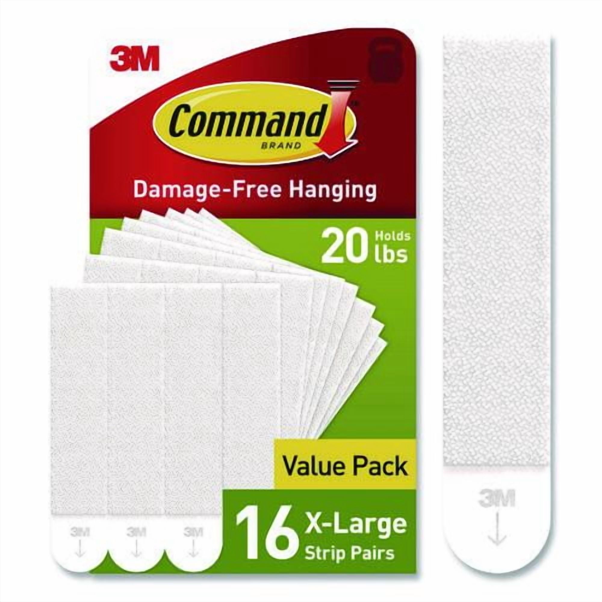 Picture Hanging Strips, X-Large, Removable, Holds up to 20 lbs per 4 Strips, White, 16 Pairs/Pack | Bundle of 5