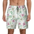 thumbnail image 2 of Picia Lilies Flowers pattern Mens Swim Trunks with Compression Liner Stretch Beach Shorts Quick Dry with Zipper Pockets No-Chafing Board Shorts-Small, 2 of 9