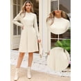 thumbnail image 2 of DARING DIVA Long Sleeve A-Line Ribbed Knit Crew Neck Midi Sweater Dress XL Apricot, 2 of 6