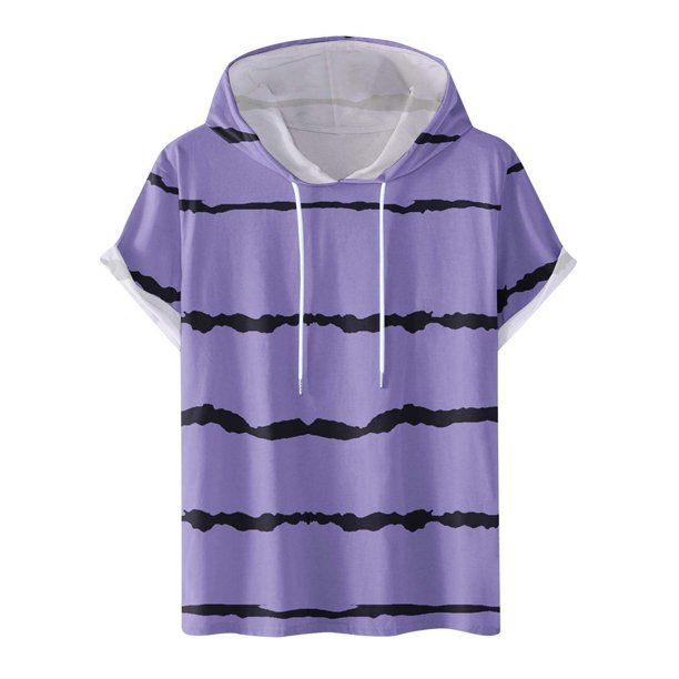 Pantalones Cortos Casuales para Hombre Impresión Digital Pullover Camiseta con Capucha Deportiva de Fitness, Blusa de Cuello Redondo de Poliéster para Al Aire Libre, Diaria Y Toda la Temporada