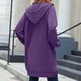 thumbnail image 5 of Hvyesh Long Hoodie for Women Oversized Long Tunic Sweatshirts Casual Fleece Hooded Jacket Winter Coats Outerwear with Pockets, 5 of 6