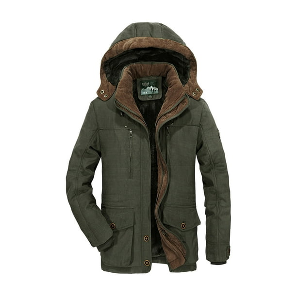 Qarigey Chaqueta de invierno transpirable y duradera para actividades al aire libre abrigo calido a prueba de viento de lana gruesa Abrigos y chamarras verde oscuro l Walmart en linea