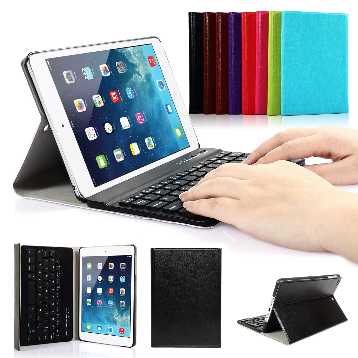 CoastaCloud iPad mini 1/2/3 Keyboard Case PU Leather Folio Stand Cover