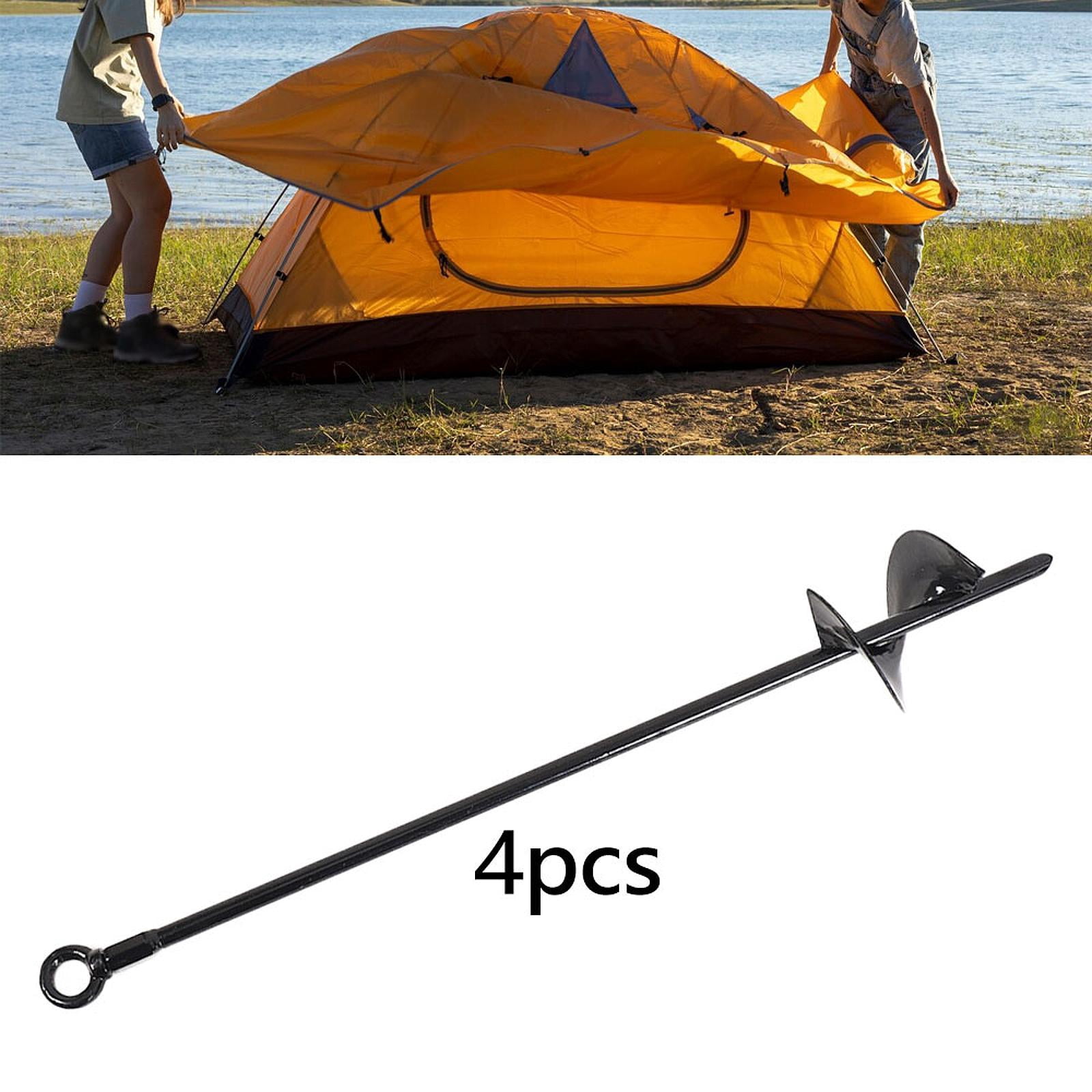 Aymzbd 4Pcs Ground Anchor Screw in Tent Stakes Earth Anchors Strong Camping Tent Anchor Black