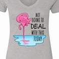 thumbnail image 4 of Inktastic Not Going to Deal with This Today Sleeping Flamingo Women's V-Neck T-Shirt, 4 of 5