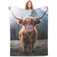 thumbnail image 1 of Manta de vaca de las Tierras Altas para ropa de cama, siesta, viajes, franela suave y esponjosa, con diseño de vaca de las Tierras Altas, para niñas, mujeres y niños, 50 x 40 pulgadas, 1 of 7