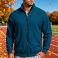 thumbnail image 2 of Men Ribbed Zip up Sweatshirt Corduroy Comfy No Hood Stand Collar Fashion Outerwear with Pockets Long Sleeve Trendy Collared Spring Fall Daily Casual Jacket, 2 of 7