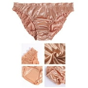 Women Satin Panties Low-Waist Ruffle Milk Silk Sexy Underwear Bikini Briefs Elastic Ladies Underpants Lingerie