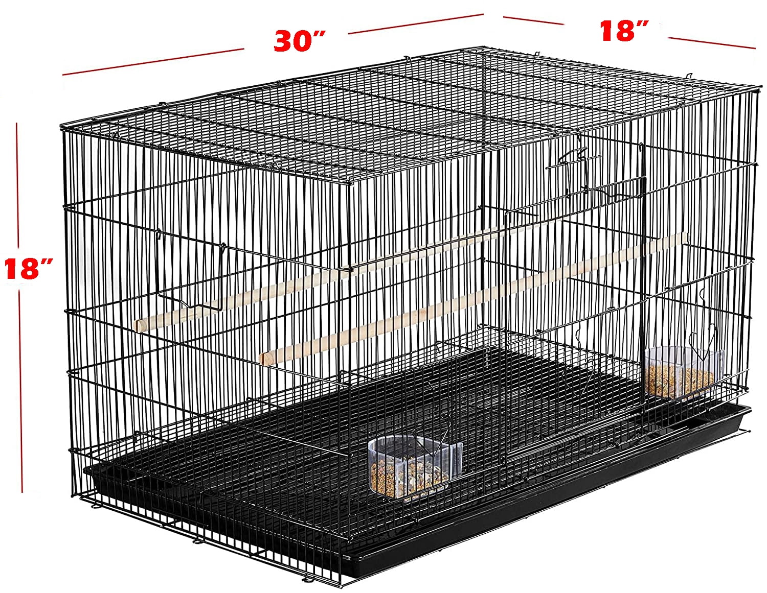 2 Pack of 30-inch Flight Bird Parrot Home Cages for Parakeets Cockatiels Conures Finches Budgies Lovebirds Canaries Small Size Birds Parrots Birdcage With Feeder Bowls Wooden Perches