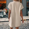thumbnail image 3 of Robes d'Été pour Femmes Mode Manches Courtes Robe Mini de Printemps Décontractée Plage Vacances Vêtements Robes Abricot m, 3 of 4