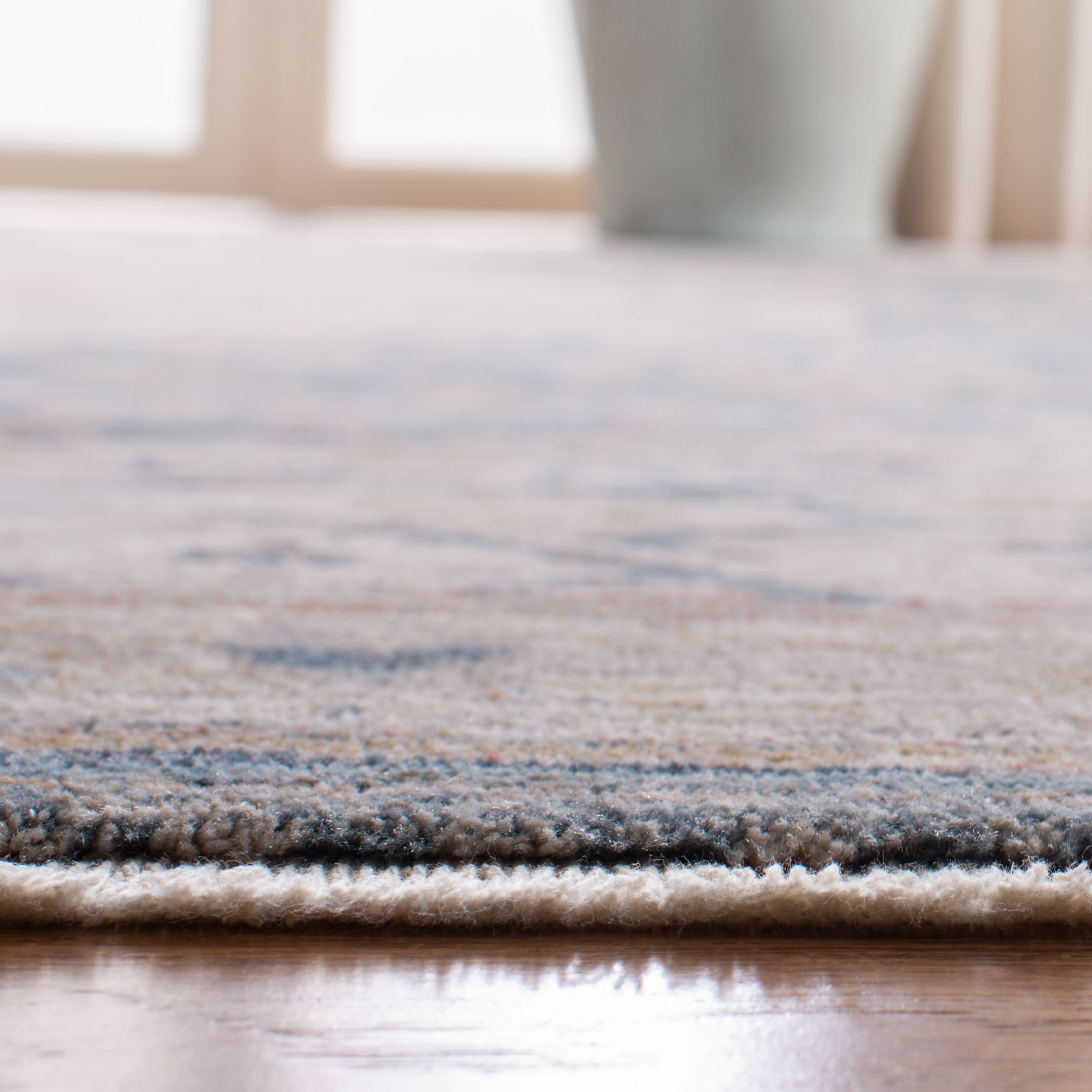 SAFAVIEH Kenitra Jermaine Floral Bordered Polyester Runner Rug, Blue/Ivory, 2'2" x 8'