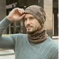 thumbnail image 2 of 2 Pieces Winter Warm Hat Scarf Set Knit Thick Beanie Scarves Knitted Cap for Men, 2 of 11