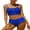 Navy, variant on Women Middle Waisted Bikini Set Bandaged Rushed Swimsuits Sexy Two Piece Swimwear