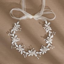 Wedding Bridal Rhinestone Headbands, Crystal Headpieces Princess Headbands, Leaf Shape Beaded Hair Vine Bride Wedding Prom Flower Girl Pearl Hair Accessories for Women and Girls