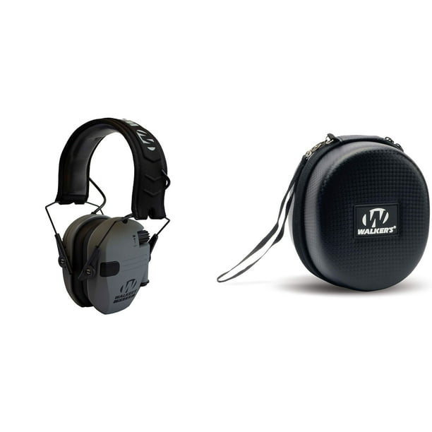 Walker's Razor Electronic Shooting Ear Muffs, Smoke Gray & Storage Case