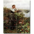 thumbnail image 1 of Ceramic Tile Mural-Daniel Ridgway Knight Garden Bathroom Tile Mural 18. 32" w x 40" h using (20) 8 x 8 ceramic tiles, 1 of 3