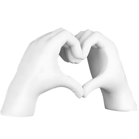 Heart Hands Resin Sculpture - Nordic Minimalist Table Decor, Wedding Gift & Home Decor, White Hand Shape Ornament for Bedroom and Table, Ideal for Weddings and Parties, 9.8×5.9"