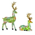 thumbnail image 2 of Baoblaze 2 Pieces Reindeer Statues Animal Sculptures Collection Desktop Table Centerpiece Green, 2 of 8
