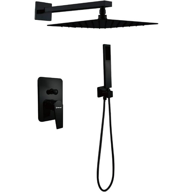 Grifos de Ducha Empotrados Solvex Set Ducha Negro para Baño Incluyendo Ducha de Cabeza