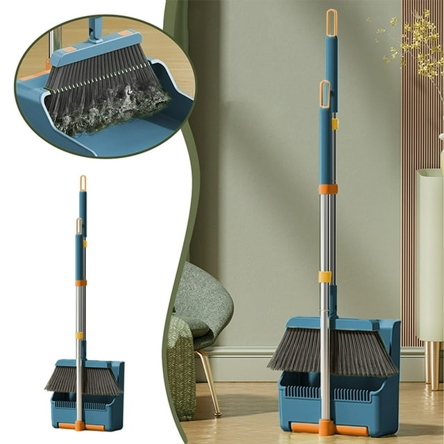 Brooms Indoor 180° Rotatable Standing Storage Buckle Type Brooms And Dustpan Set With Scraping Teeth And Scraper Cleaning Suitable For Home