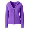 thumbnail image 6 of zaveiop Women's Casual Knitted Hooded Cardigan Solid Long Sleeve Button Down Loose 2025 Fall Sweater (Z1-Purple, XXL), 6 of 6