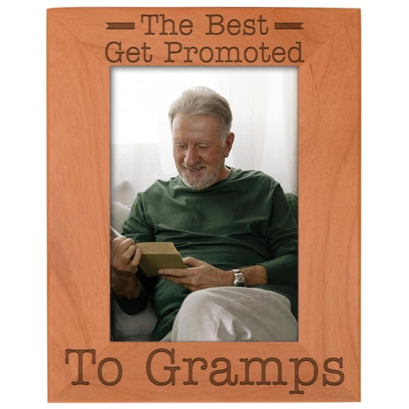 ThisWear Gift for Grandpa Best Get Promoted to Gramps Natural Wood Engraved 5x7 Portrait Picture Frame Wood