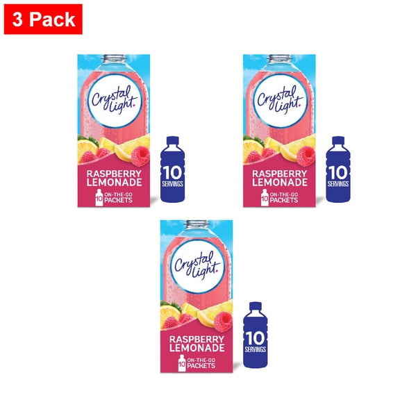 Crystal Light Raspberry Lemonade Drink Mix Packets 10 ct - 3 Pack