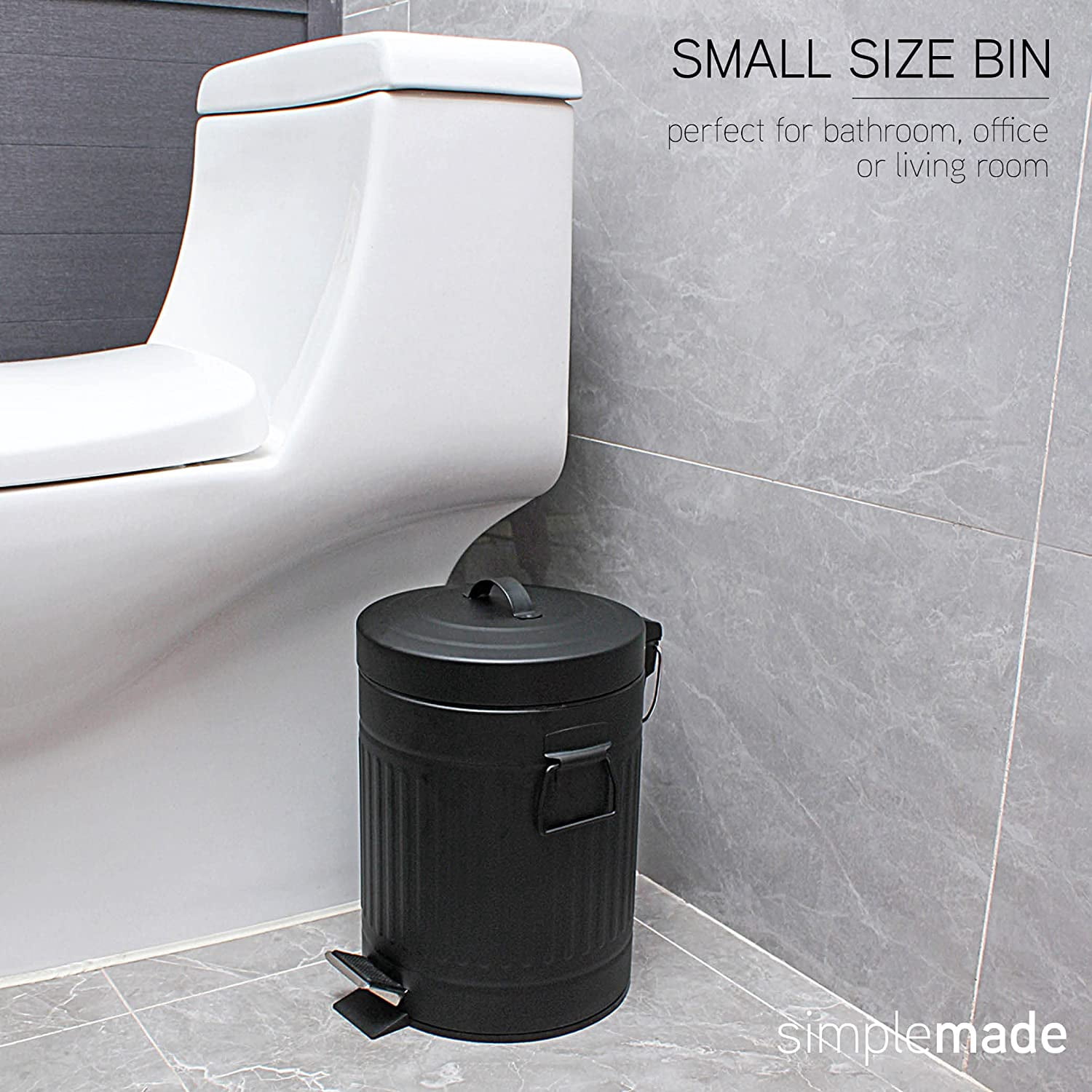 SIMPLEMADE Small Bathroom Trash Can with Lid, Kitchen Garbage Can - 5 Liter / 1.3 Gallon