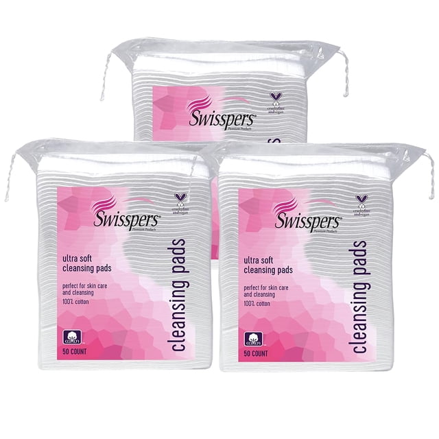 Almohadillas limpiadoras Swisspers Premium Ultra Soft, 50 unidades x paquete de 3