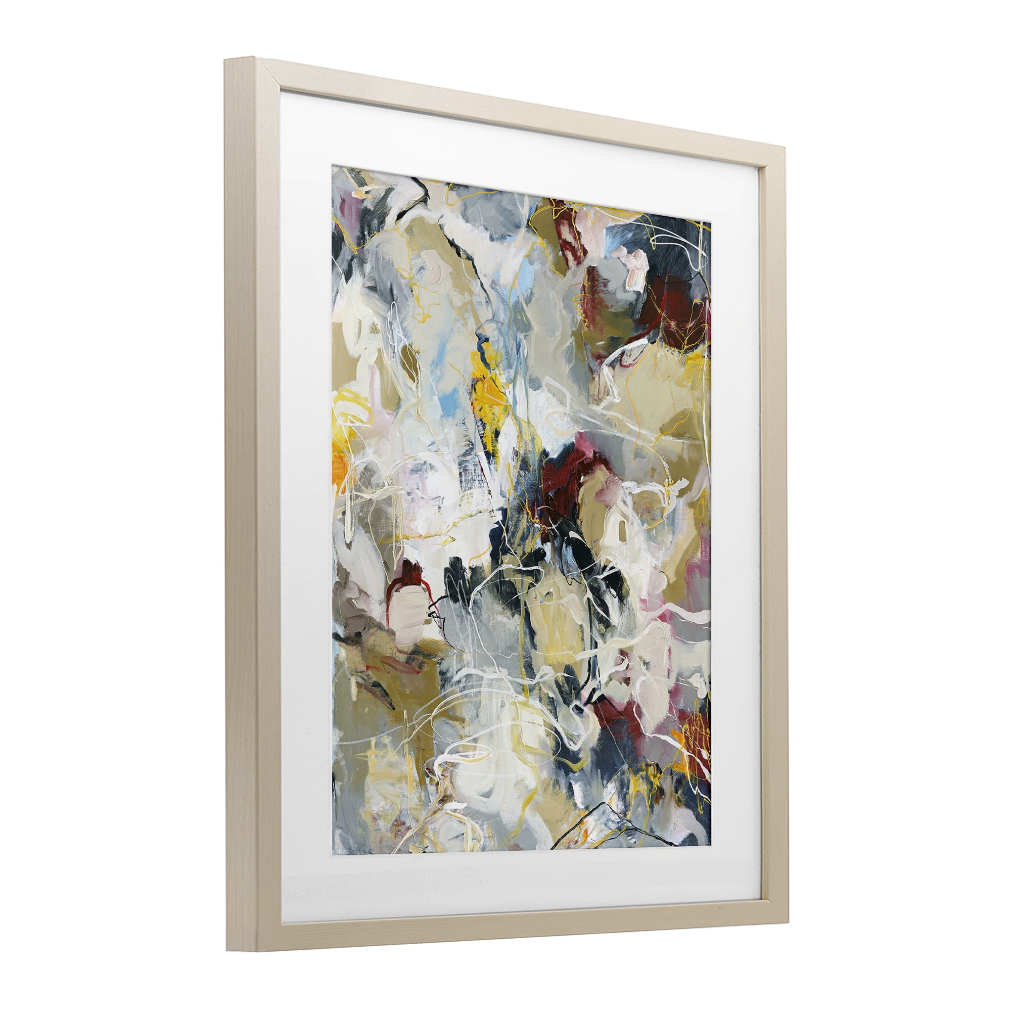 Energetic Frequency Abstract Birch Framed Print Under Glass, design by Design Fabrikken