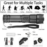 LED Flashlights, 101000 Lumen Super Bright Tactical Flashlight, Rechargeable Flash Light, 5 Modes Zoomable Waterproof Flash Lights for Emergency, Camping, Hiking, Outdoor, Home