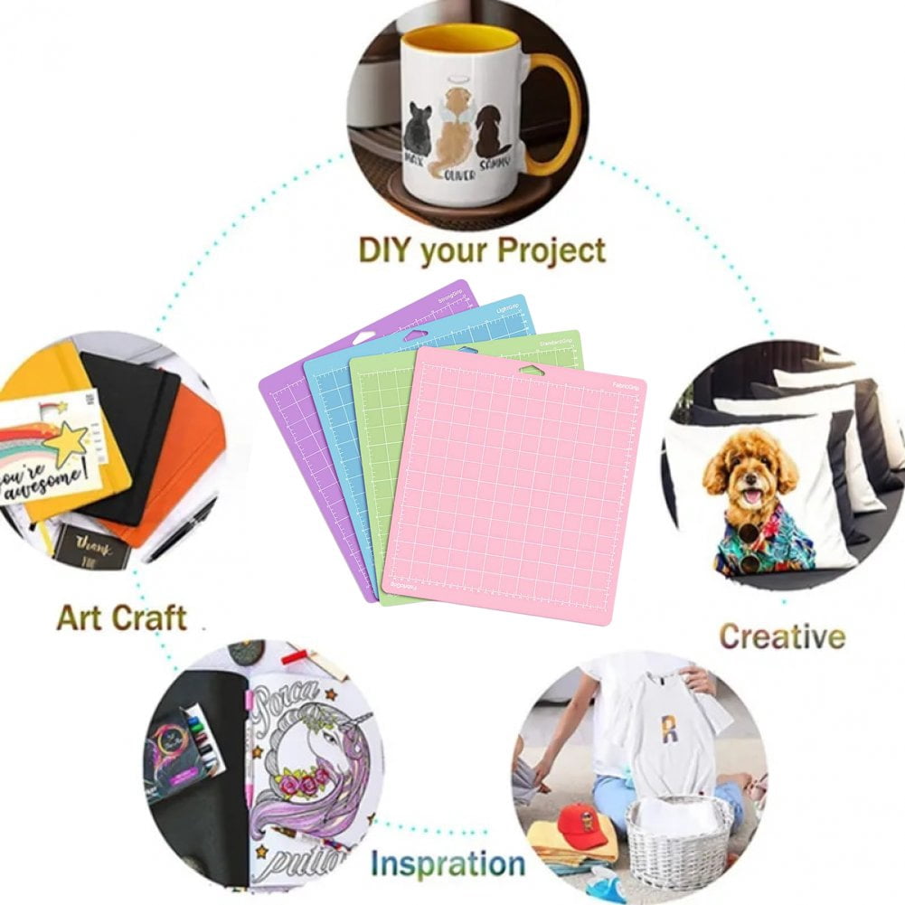 Vjnyvs 4Pcs 12x12inch PVC Cutting Mats Adhesive Replacement for Cricut Cameo