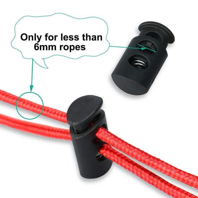 Unique Bargains 50 Pcs Black Plastic Spring Cord lock Durable Cord End Fastener Double Holes Toggle Stoppers Sliders