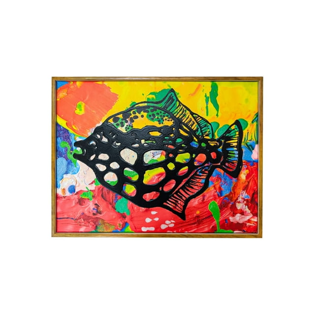 Cuadro Decorativo Galerias El Triunfo Diseño Pez Negro Fondo De Colores