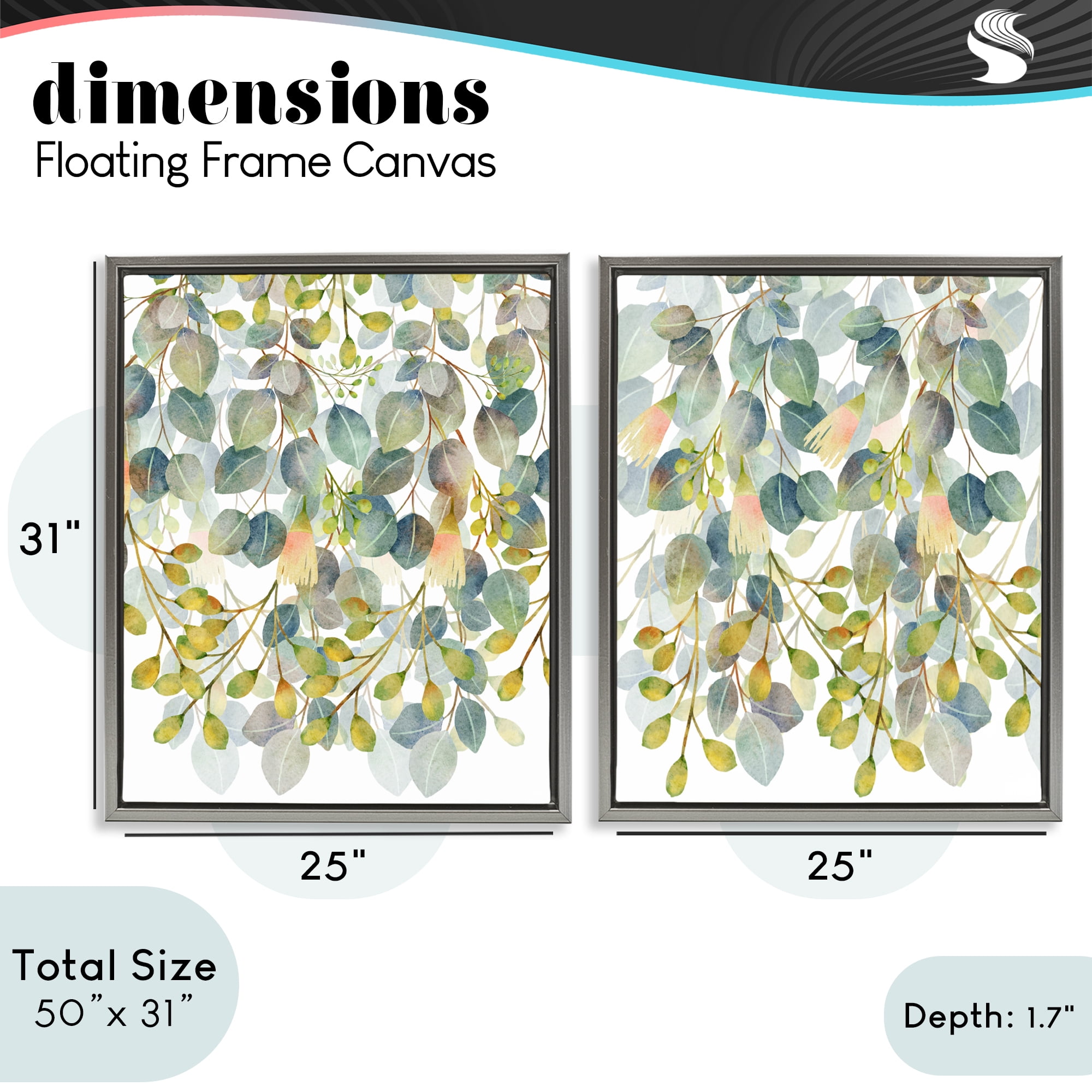Stupell Industries Layered Ivy Hanging Botanicals 2 Piece Gray Framed Floater Canvas Set, design by Marcus Prime