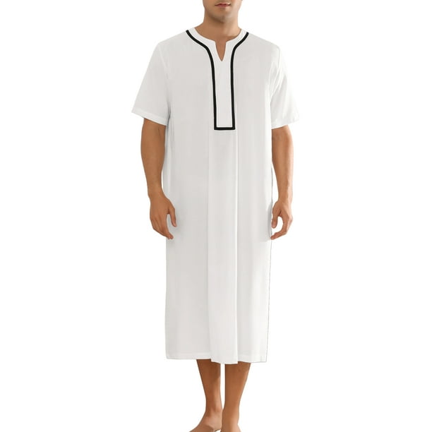 Camisones INSPIRE CHIC para hombres, de ajuste holgado, con mangas cortas, cómodos, color blanco, talla S