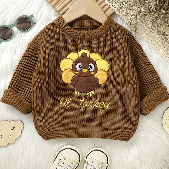 XIMIN Toddler Baby Boy Girl Halloween Sweater Thanksgiving Outfit Long Sleeve Pumpkin Warm Pullover Cut Sweatshirt Knitwear Knitted Fall Winter Clothes