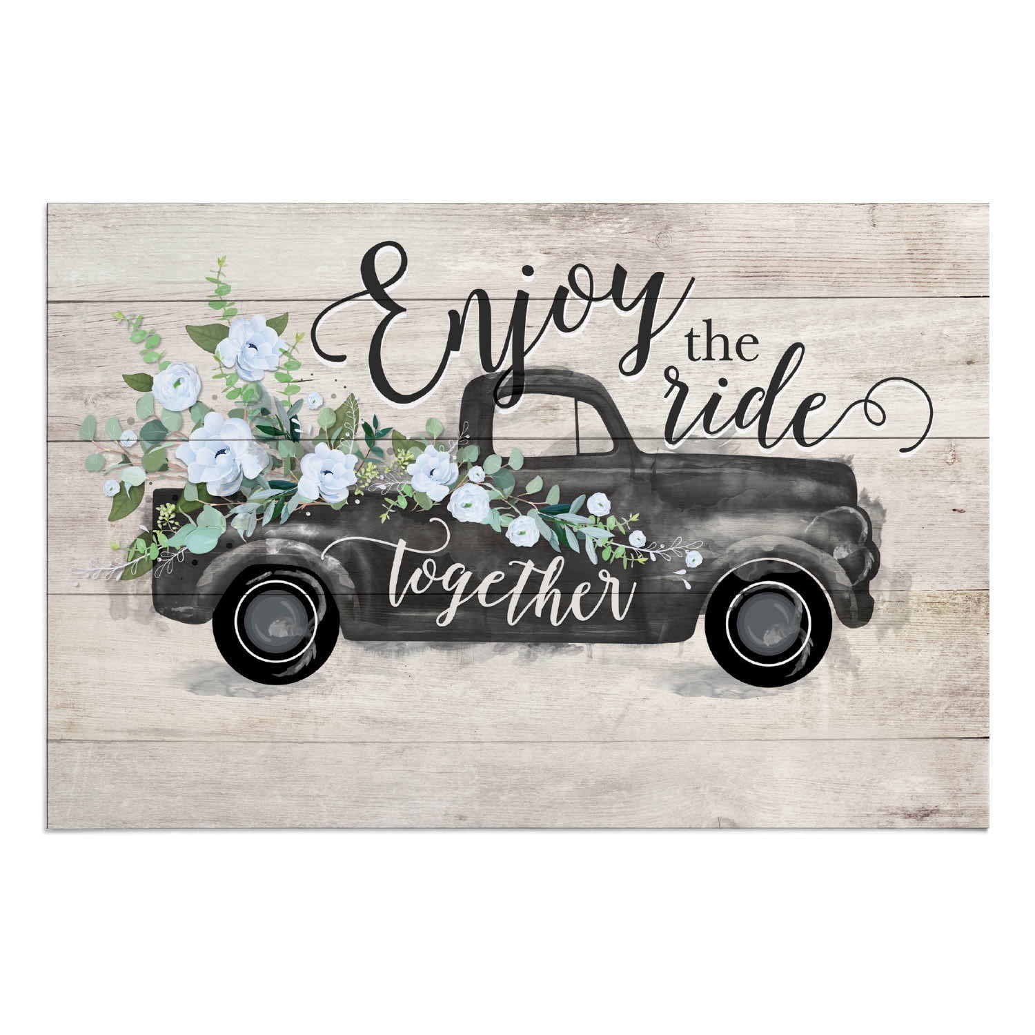 Personalized Planet 27x18 Enjoy the Ride Together Vintage Pickup Truck Personalized Doormat on Durable Indoor Outdoor 1/8" Thick Low Profile Mat with Non Slip Rubber Backing