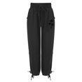 thumbnail image 6 of Womens Pants Women's Cargo Pants Baggy Wide Leg Pants Black Loose High Waist Sweatpants Multi Pockets, 6 of 7