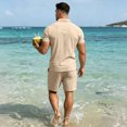 thumbnail image 5 of GrmtClth Casual Collared Tracksuit for Men 2 Piece Solid Polo Top and Relaxed Shorts Breathable Outdoor and Home Daily Wear Khaki M, 5 of 6