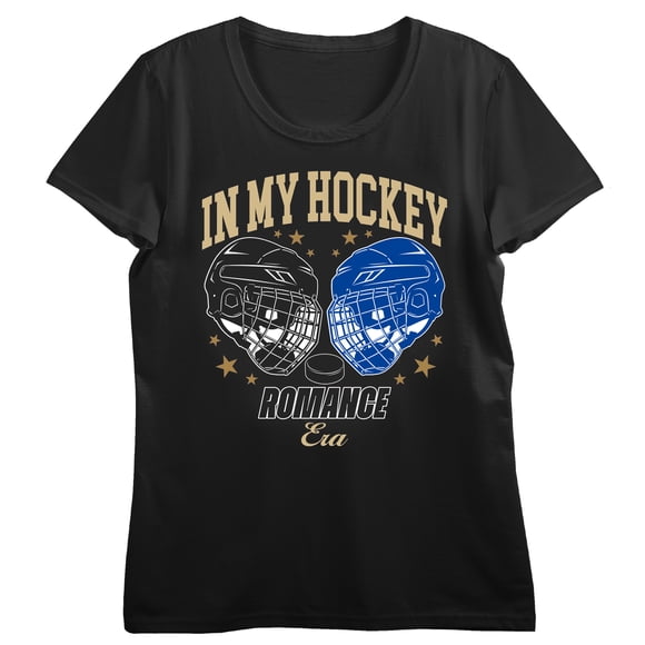 In My Hockey Romance Era Women's Black Crew Neck Short Sleeve T-shirt - XL
