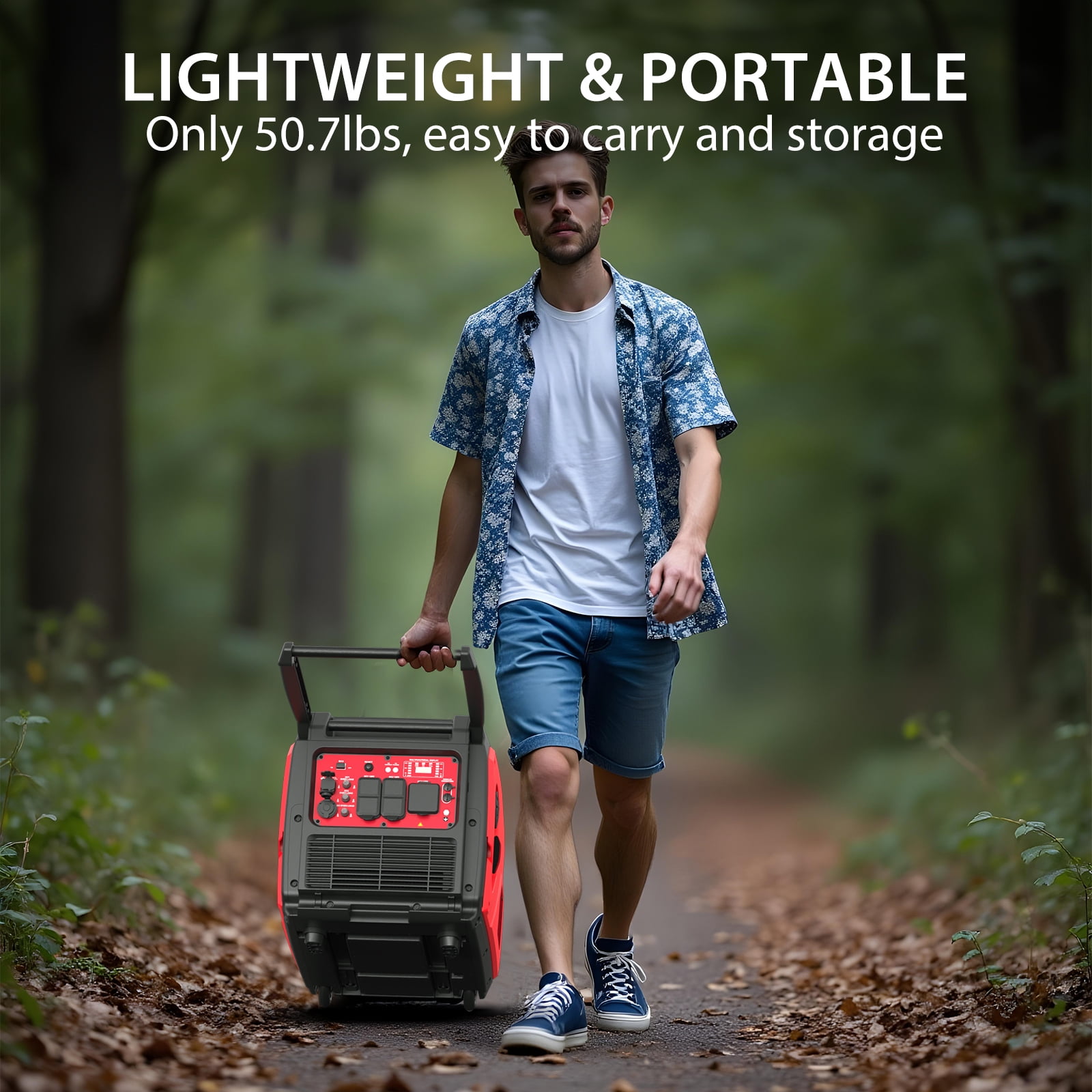 PowerSmart Equipment 4800W Gas Powered Inverter Generator CO Detect with Manual Start for Outdoor