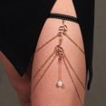 thumbnail image 3 of Leg Chain Tassel Leaf Shape Elastic Band Multi Layers Women Thigh Chain for Parties, 3 of 7