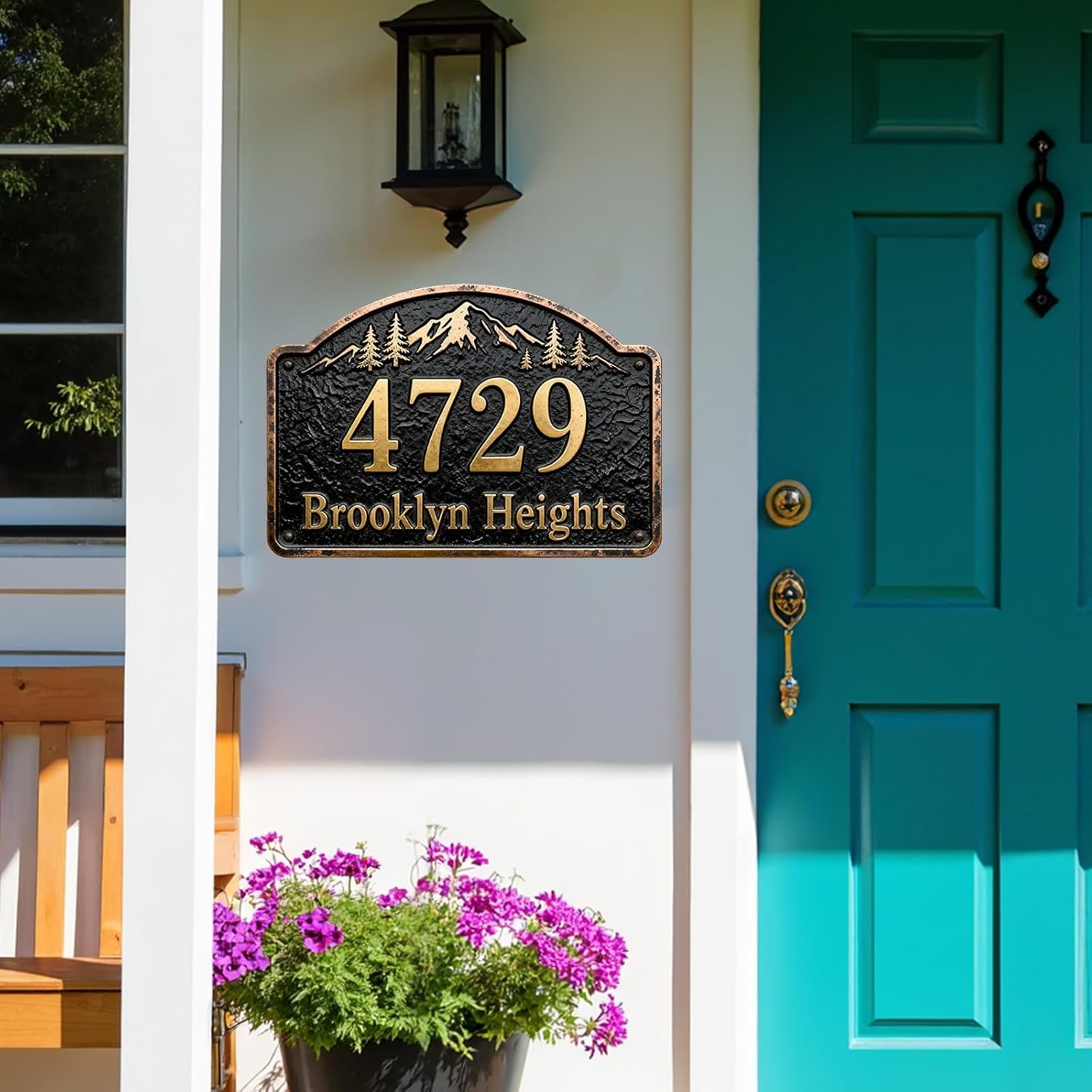 Personalized Cast Metal Address Plaque Vintage Custom House Number Sign Outside Street Mailbox Address Classic Wall Antique Brass Signs Durable Weather Resistant