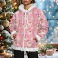 thumbnail image 2 of zaveiop Christmas Full Zip Jackets for Women Furry Fur Trim Santa Hoodies Long Sleeve Graphic Xmas Pullover Candy Cane Print Holiday Winter Sweatshirt with Pocket (Pink, XXL), 2 of 8